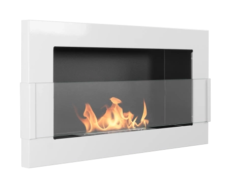 Biokominek wiszący z szybą  650x400 biały połysk