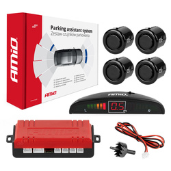 Zestaw czujników parkowania cofania LED 4 sensory czarne GOLD 18 mm AMIO-01577