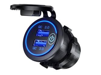 Ładowarka do zabudowy 2x USB QC3.0 z włącznikiem dotykowym i podświetleniem