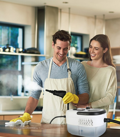 MYJKA PAROWA 1500 W BIAŁA PAROWNICA CZYŚCIK URZĄDZENIE CZYSZCZĄCE ZASILANE DO MYCIA CZYSZCZENIA KUCHNI ŁAZIENKI RÓŻNYCH POWIERZCHNI