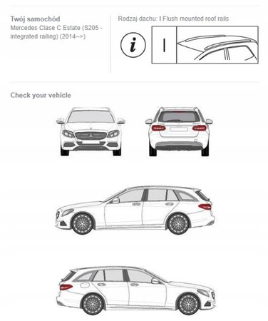 Bagażnik dachowy belki Mercedes C Estate S205 DARK