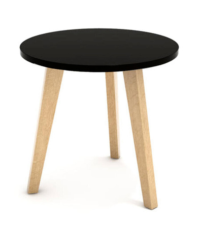 STOLIK KAWOWY DREWNIANY OKRĄGŁY 40 CM TRÓJNÓG STYL SKANDYNAWSKI DO SALONU SYPIALNI