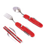 SCYZORYK NÓŻ SKŁADANY WIELOFUNKCYJNY 4W1 ŁYŻKA WIDELEC OTWIERACZ DO BUTELEK KORKOCIĄG NIEZBĘDNIK TURYSTYCZNY CZERWONY