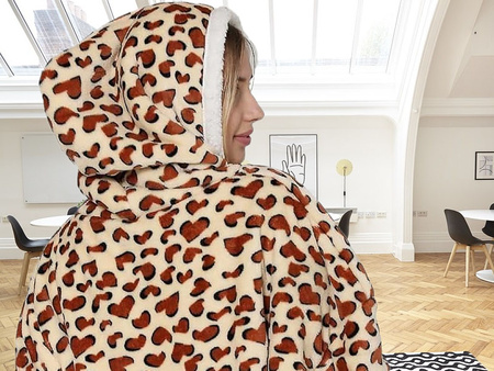 BLUZOKOC LAMPART PONCZO BLUZA Z KAPTUREM KIESZEŃ POLAR OVERSIZE W CĘTKI 100% POLIESTER DLA MŁODZIEŻY DOROSŁYCH