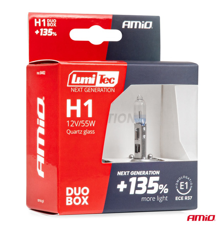 Żarówki halogenowe H1 12V 55W LumiTec NEXT GENERATION +135% DUO AMIO-04402