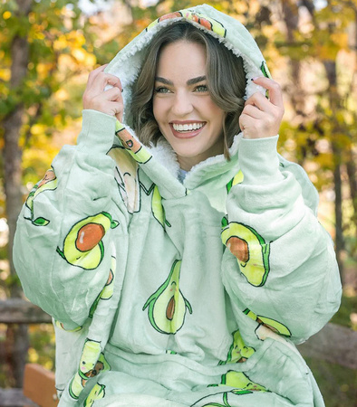 BLUZOKOC AWOKADO PONCZO BLUZA Z KAPTUREM KIESZEŃ KANGUR POLAR OVERSIZE 100% POLIESTER DLA MŁODZIEŻY DOROSŁYCH