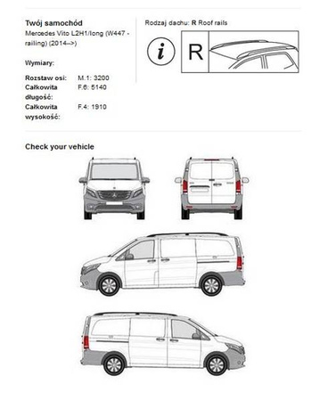 Platforma dachowa bagażowa Cruz Mercedes Vito W447 L2H1