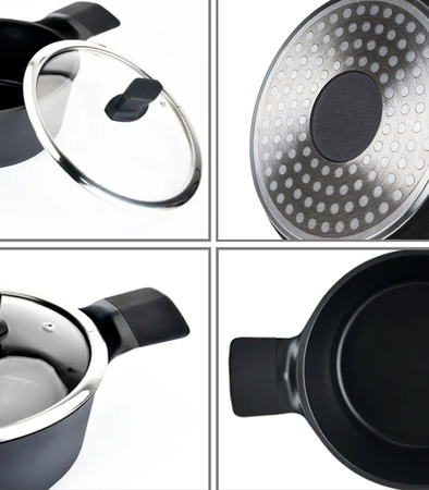 ZESTAW GARNKÓW ALUMINIOWYCH POWŁOKA NON-STICK 8 ELEMENTÓW INDUKCJA GAZ PIEKARNIK