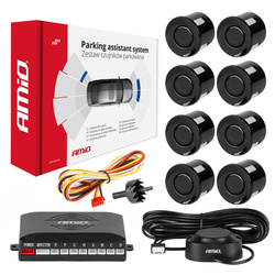 Zestaw czujników parkowania cofania Buzzer 8 sensorów czarne AMIO-01575
