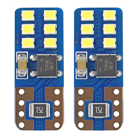 Żarówki LED CANBUS 12SMD UltraBright 2016 T10e W5W White 12V 24V AMIO-01638