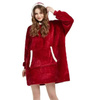 BLUZOKOC CZERWONY PONCZO BLUZA Z KAPTUREM KIESZEŃ KANGUR POLAR OVERSIZE 100% POLIESTER DLA MŁODZIEŻY DOROSŁYCH