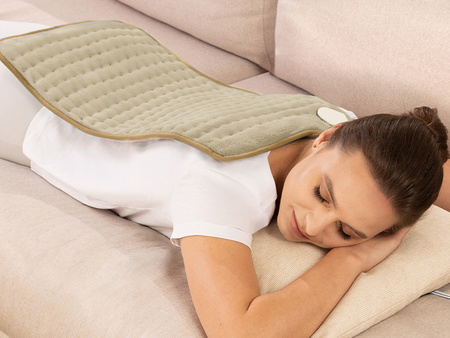 PODUSZKA MATA GRZEJĄCA ELEKTRYCZNA 60 X 30 MIĘKKA BEŻOWA 3 TRYBY GRZANIA Z TIMEREM