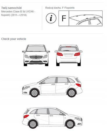 Bagażnik dachowy belki Mercedes Klasa B W246 DARK