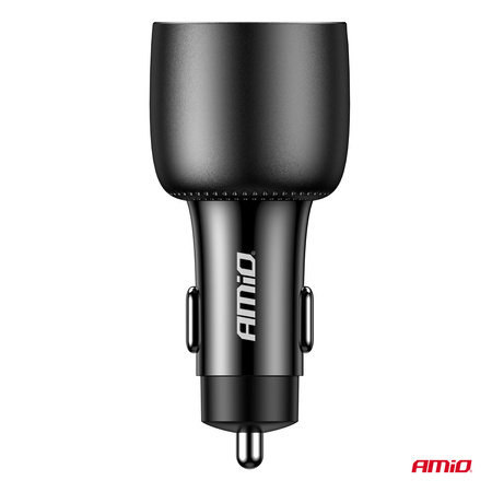 Ładowarka samochodowa 2x USB-C + USB-A 12V 24V 100W AMIO-04371