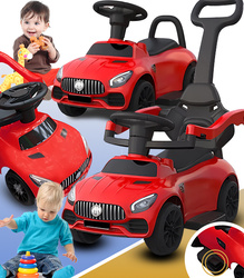 JEŹDZIK PCHACZ POJAZD CZERWONY PODNÓŻEK PEDAŁ GAZU DŹWIĘKI UCHWYT NA BATERIE DO ZABAWY JAZDY DLA DZIECI