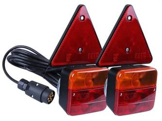 Zestaw lamp tylnych z trójkątnymi odblaskami, na magnes, z wtyczką 7 PIN