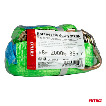 Pas transportowy z napinaczem 2000kg 38mm 8m AMIO-03297