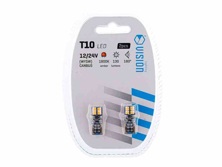 Żarówka VISION WY5W (T10) 12/24V 8x 3030 SMD LED, nonpolar, CANBUS, pomarańczowa, 2 szt.