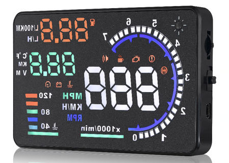 Wyświetlacz projektor LED LCD HUD OBD2 5.5 ZEGARY