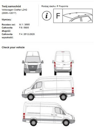 Platforma dachowa bagażowa Volkswagen Crafter L2H2