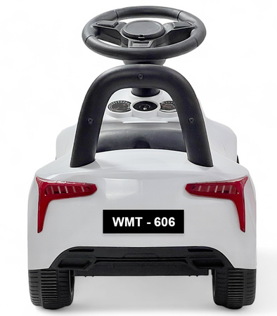JEŹDZIK PCHACZ POJAZD BIAŁY PODNÓŻEK PEDAŁ GAZU DŹWIĘKI UCHWYT NA BATERIE DO ZABAWY JAZDY DLA DZIECI