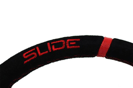 Kierownica SLIDE 350mm offset:80mm Zamsz Red
