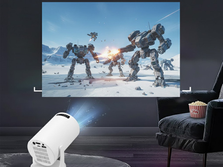 PROJEKTOR MINI FULL HD RZUTNIK KINO DOMOWE PRZENOŚNE OBROTOWE PILOT DO FILMÓW SERIALI ROZRYWEK GIER