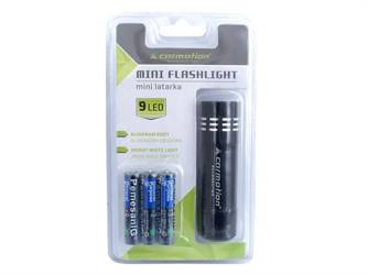 Latarka aluminiowa 9 LED, baterie w zestawie