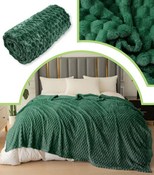 KOC WYTŁACZANY 160 x 200 CM NARZUTA PLED WZÓR KRATKA SZACHOWNICA MIĘKKI