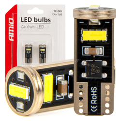 Żarówki LED CANBUS T10e W5W 3x2055 SMD White 12V 24V AMIO-03720