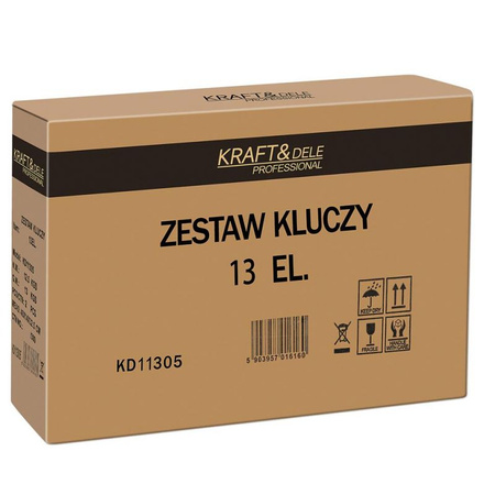 KLUCZE PŁASKO-OCZKOWE Z GRZECHOTKĄ ŁAMANE 13szt 8-32mm KD11305