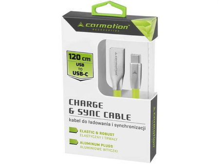 Kabel do ładowania i synchronizacji, 120 cm, USB > USB-C, zielony