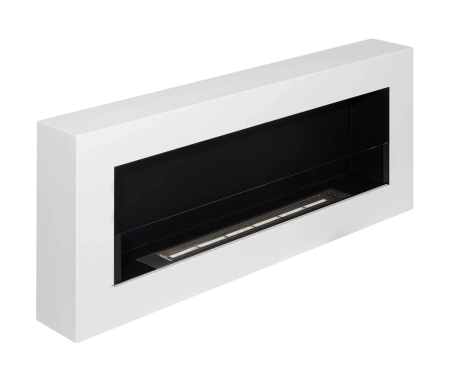 Biokominek wiszący z szybą 900x400 Box biały strukturalny mat