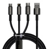 Kabel USB 3w1 Baseus Tungsten Gold, USB do micro USB / USB-C / Lightning, 3.5A, 1.5m (czarny)