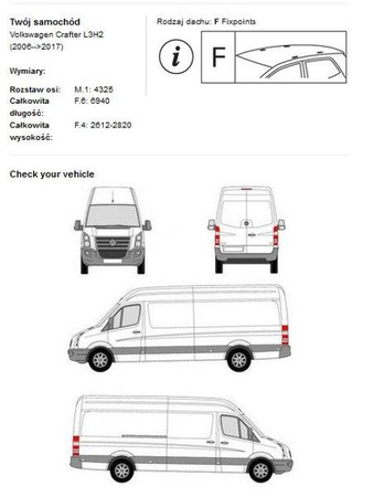 Platforma dachowa bagażnik Volkswagen Crafter L3H2