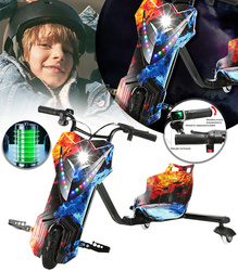 TRÓJKOŁOWY GOKART ELEKTRYCZNY SKUTER POJAZD DESKOROLKA HULAJNOGA DRIFTUJĄCA REGULOWANA LED WYŚWIETLACZ KLAKSON BLUETOOTH DLA DZIECI MŁODZIEŻY