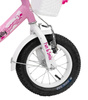 ROWEREK DZIECIĘCY 12 CALI RÓŻOWY DZWONEK HAMULEC KOSZYK BAGAŻNIK KOŁA BOCZNE KOŁA DRĄŻEK DLA DZIECI