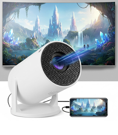 PROJEKTOR MINI FULL HD RZUTNIK KINO DOMOWE PRZENOŚNE OBROTOWE PILOT DO FILMÓW SERIALI ROZRYWEK GIER