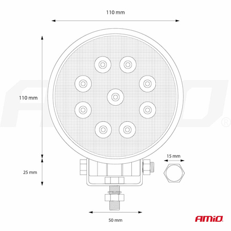 Lampa robocza halogen LED szperacz AWL06 9 LED 12V 24V AMIO-02420