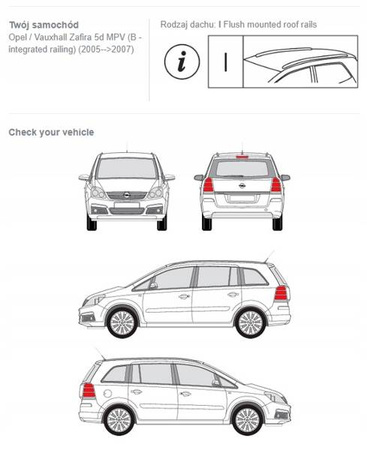 Bagażnik dachowy belki Opel Zafira B 5d DARK