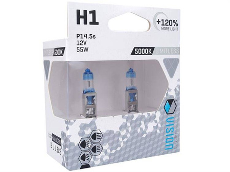 Żarówki VISION limitless white H1 12V 55W P14,5s U E4 +120%, 2 szt.