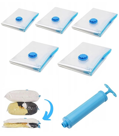 WORKI PRÓŻNIOWE NA UBRANIA Z POMPKĄ ZESTAW 15 SZT. ELEMENTÓW HERMETYCZNE WIELORAZOWE