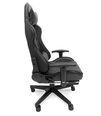 FOTEL GAMINGOWY Z PODNÓŻKIEM CZARNY KUBEŁKOWY PIKOWANY BIUROWY MASAŻER GRACZA OBROTOWY NOWOCZESNY DLA GRACZA