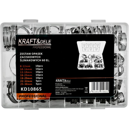 ZESTAW OPASEK ZACISKOWYCH ŚLIMAKOWYCH 60EL. KD10865