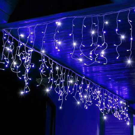 LAMPKI ZEWNĘTRZNE SOPLE 500 LED ZIMNA BIEL 20M EFEKT FLASH KURTYNA GIRLANDA OŚWIETLENIE ŚWIĄTECZNE