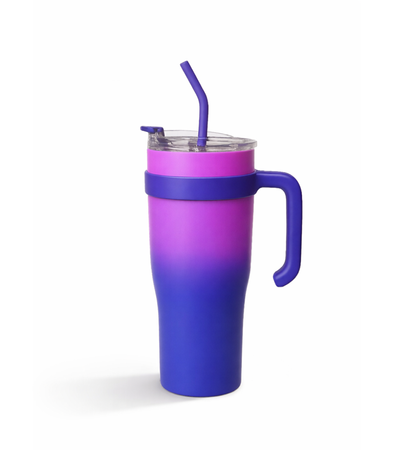 KUBEK TERMICZNY RÓŻOWO-FIOLETOWY 1200 ML  BIDON DUŻY DO SAMOCHODU TERMOS ZE SŁOMKĄ KUBEK PODRÓŻNY TERMOS WIELOKROTNEGO UŻYTKU