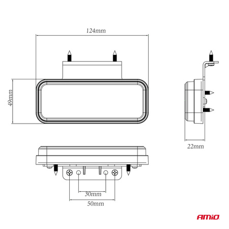 Lampa obrysowa LED OM-02-W prostokątna biała AMIO-02377