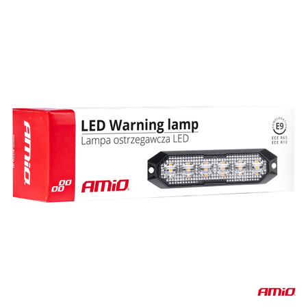 Lampa błyskowa ostrzegawcza płaska 6x3W LED R65 R10 12V 24V AMIO-03930
