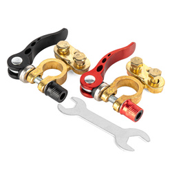 Klemy zaciski akumulatora mosiężne uniwersalne z kluczem montażowym AMIO-04059