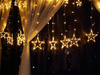 GIRLANDA ŚWIĄTECZNA GWIAZDKI LED CIEPŁA BIEL RÓŻNE TRYBY ŚWIECENIA KURTYNA ŚWIĄTECZNA Z HACZYKAMI